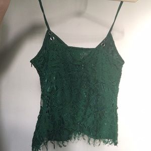 2/$15 Xhilaration Green Lace Side zip tank top